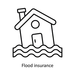 Flood Insurance Vector outline icon design illustration. insurance symbol on white background EPS 10 File .