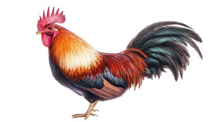 Fototapeta premium A rooster with a black beak and a red head