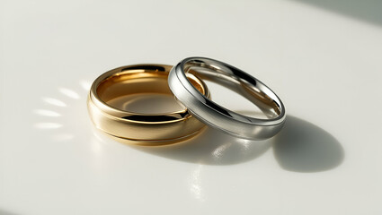 Title: Two elegant wedding rings featuring a classic design.


