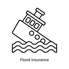 Flood Insurance Vector outline icon design illustration. insurance symbol on white background EPS 10 File .