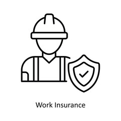 Work Insurance Vector outline icon design illustration. insurance symbol on white background EPS 10 File .