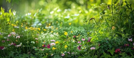 Fototapeta premium Garden backdrop with copy space