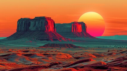 Sunset over Monument Valley showcases stunning rock formations