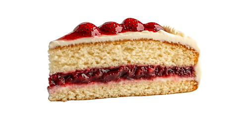 Delicious Strawberry Cake Slice with a Transparent Background - A Sweet Treat for Any Occasion