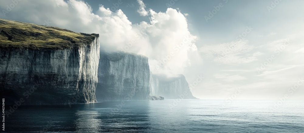 Aufkleber Cliff by the ocean. with copy space image. Place for adding text or design