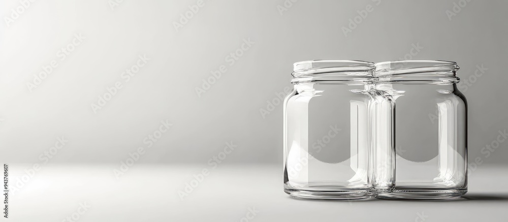 Poster Empty glass jar set against a white background. with copy space image. Place for adding text or design