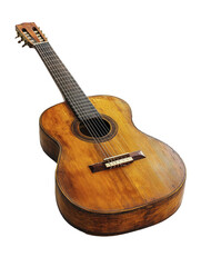 Obraz premium Vintage Acoustic Guitar with Worn Finish and Natural Wood