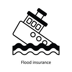 Flood Insurance Vector solid icon design illustration. insurance symbol on white background EPS 10 File .