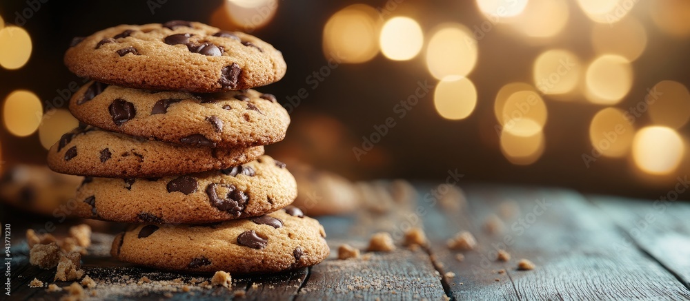 Poster cookies concept with a background in soft focus. with copy space image. place for adding text or des