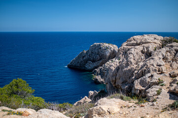Stunning View of Rocky Cliffs and Deep Blue Sea on Mallorca's East Coast