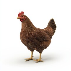 Fototapeta premium Brown Hen Isolated on White Background.