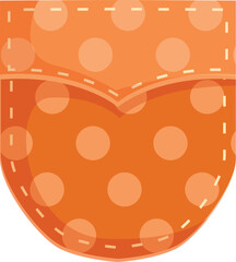 Orange fabric pocket with dot pattern and white stitches for storing small items
