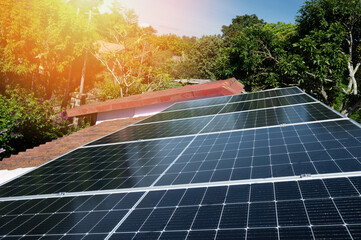 Solar panels on roof of house