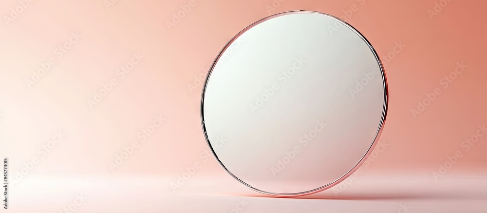Aufkleber A round mirror imitation mockup on a light gradient background. with copy space image. Place for adding text or design