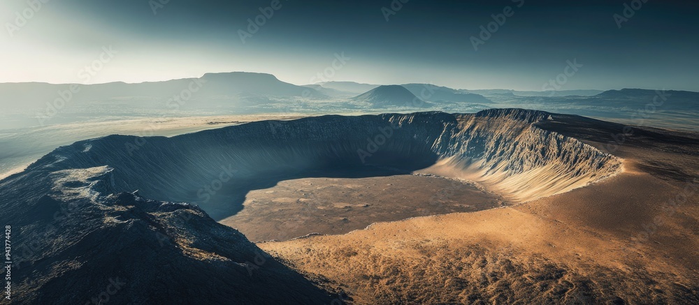 Fototapete Aso crater viewed from the observatory. with copy space image. Place for adding text or design