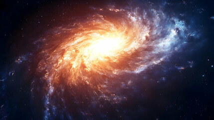 Fototapeta premium A swirling galaxy with a bright core and scattered stars.