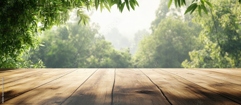 Aufkleber desk of available space with a stunning natural background mock up for showcasing or promoting produ