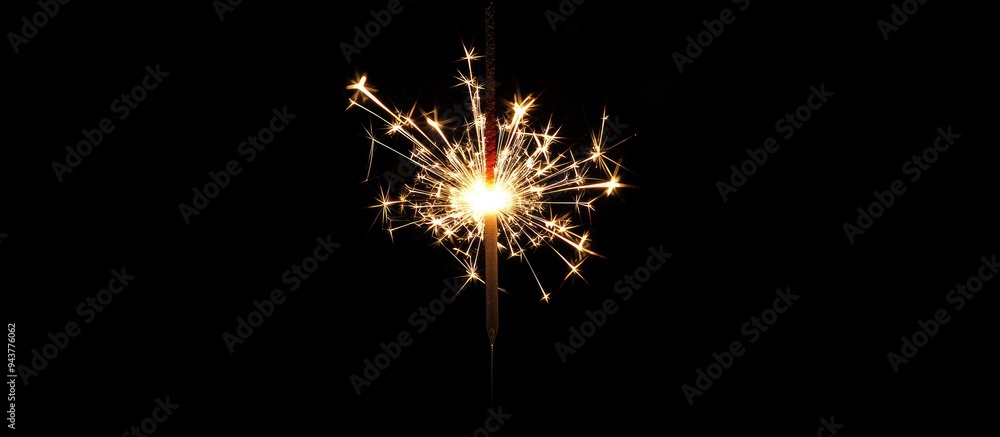 Poster Christmas sparkler against a black background. with copy space image. Place for adding text or design