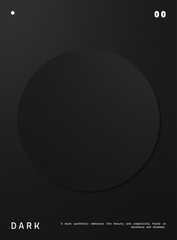 minimalist poster, featuring a sleek and dark aesthetic.