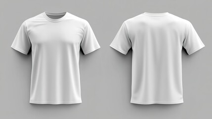 Maqueta de camiseta color blanco de hombre. Vista frontal y posterior. 