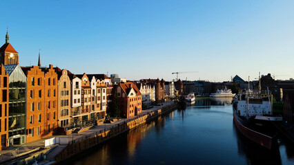 city ​​European ancient architecture port city aerial photography Gdansk Poland