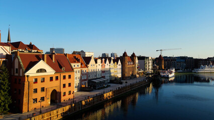 city ​​European ancient architecture port city aerial photography Gdansk Poland