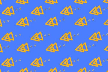 seamless pattern with shapes, pattern with shapes, pattern with arrows, pattern with figures, pattern with triangle, blue background with orange triangle, pattern background, blue background, triangle