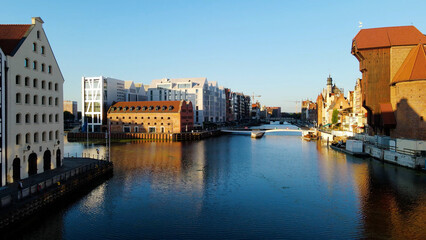 city ​​European ancient architecture port city aerial photography Gdansk Poland