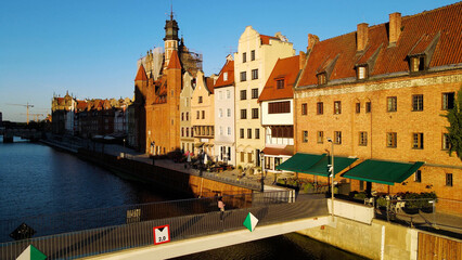 Naklejka premium city ​​European ancient architecture port city aerial photography Gdansk Poland