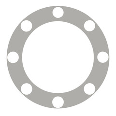 Obraz premium Circular flange with six evenly spaced circular holes along the edge, featuring a smooth inner surface and a light gray color