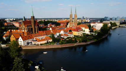 Fototapeta premium view city from the height of modern wish development architecture Europe Wroclaw Poland
