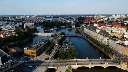 view city from the height of modern wish development architecture Europe Wroclaw Poland