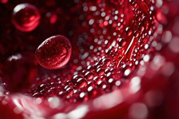 Macro View of a Single Drop of Blood with Microscopic Cells