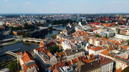 view city from the height of modern wish development architecture Europe Wroclaw Poland