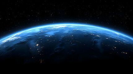 Fototapeta premium A vibrant blue planet Earth with a starry background.