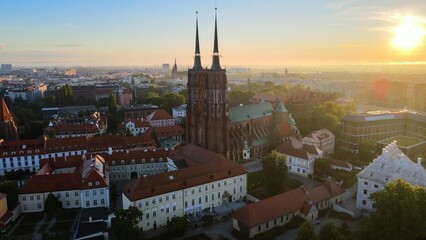 Obraz premium city Europe beautiful top view aerial photography of Wroclaw Poland