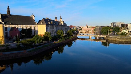 city Europe beautiful top view aerial photography of Wroclaw Poland