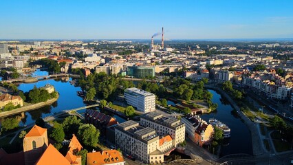 Fototapeta premium city Europe beautiful top view aerial photography of Wroclaw Poland
