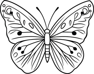 A simple coloring page line art illustration of an elegant butterfly black and white butterfly animal mandala vector 