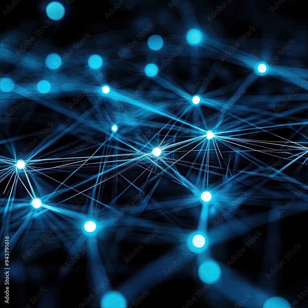 Aufkleber abstract blue technology background with glowing lines and nodes. perfect for digital concepts and f
