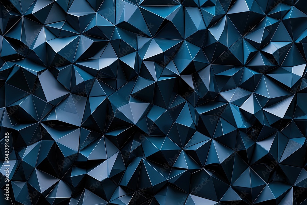 Poster abstract geometric pattern featuring dark blue triangular shapes creating a textured, modern backgro