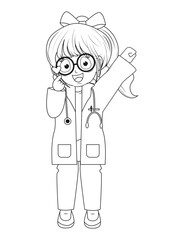Coloring Little Doctor Cartoon