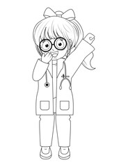 Coloring Little Doctor Cartoon