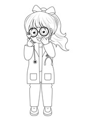 Coloring Little Doctor Cartoon