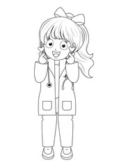 Coloring Little Doctor Cartoon