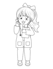 Coloring Little Doctor Cartoon
