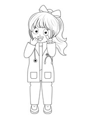 Coloring Little Doctor Cartoon