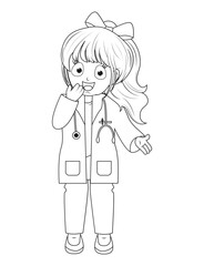 Coloring Little Doctor Cartoon