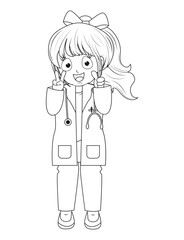 Coloring Little Doctor Cartoon