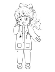Coloring Little Doctor Cartoon
